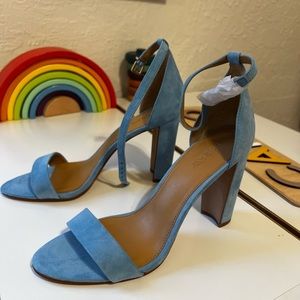Baby Blue Suede Block heel Sandals